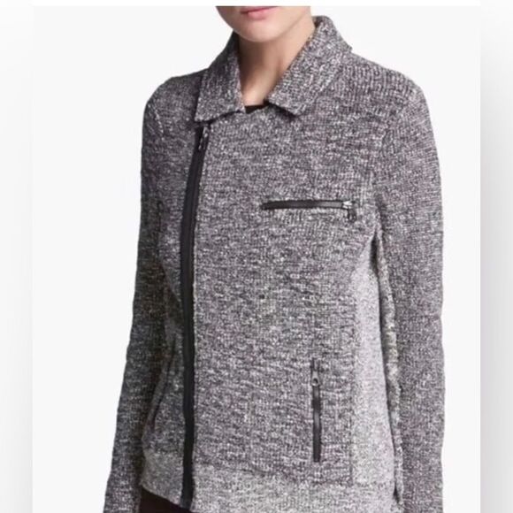 RAG & BONE Hart Tweed Jacket zipper Moto GRAY Biker medium - Picture 7 of 7